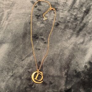 Christian Dior Gold Necklace with Large CD Pendant